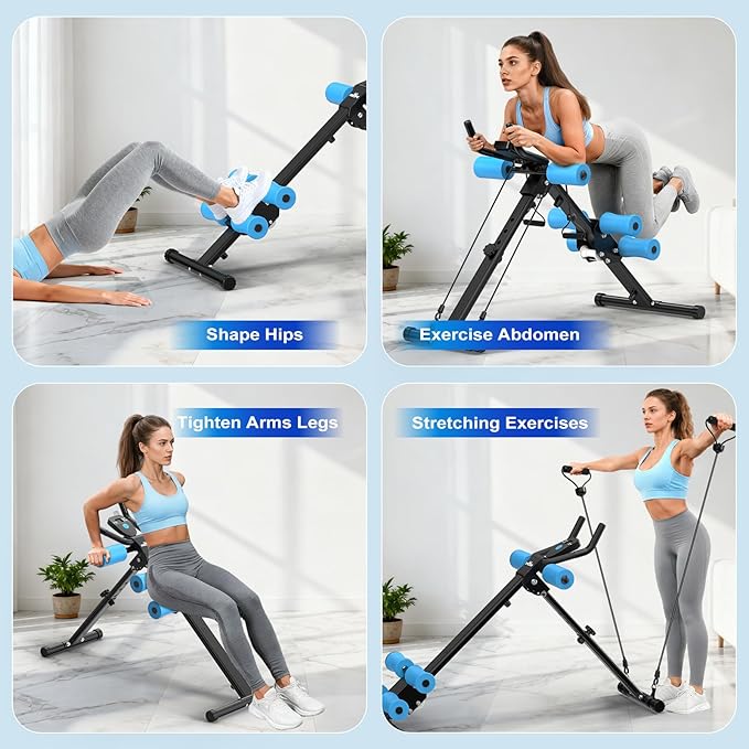RELIFE REBUILD YOUR LIFE AB Workout Machine Adjustable Ab Trainer Machine Foldable Ab Cruncher Strength Training Equipment for Home Gym, Full Body Workout Equipment 440 LBS