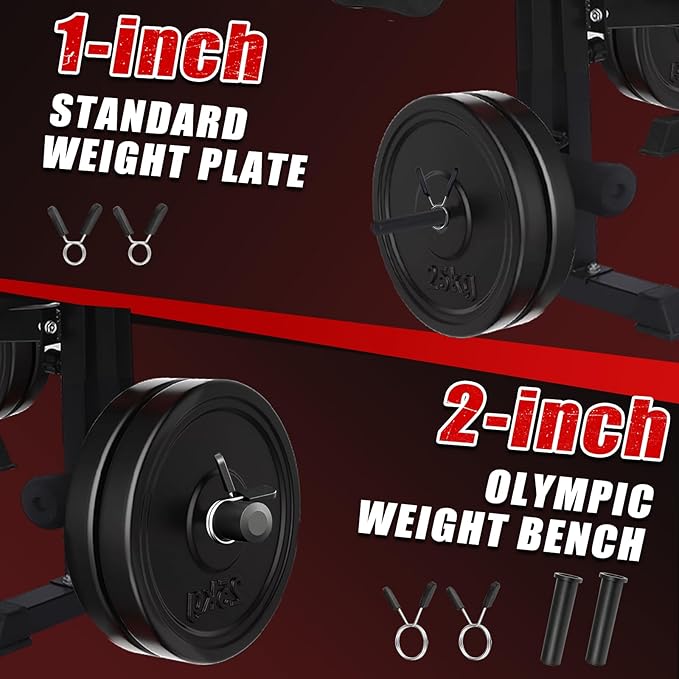 1500LBS 8 in 1 Weight Bench Set with Leg Extension/Curl and Preacher Curl, Bench Press Set and Barbell Rack with Safety Bar Catches, Foldable Workout Benches for Home(US Stock)