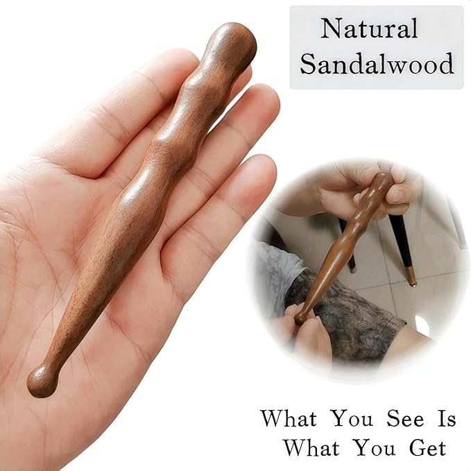 Sandalwood Acupoint Massage Pen, Traditional Wooden Acupressure Stick Reflexology Tool for Deep Tissue, Meridian Massage Tool for Body, Hand and Foot