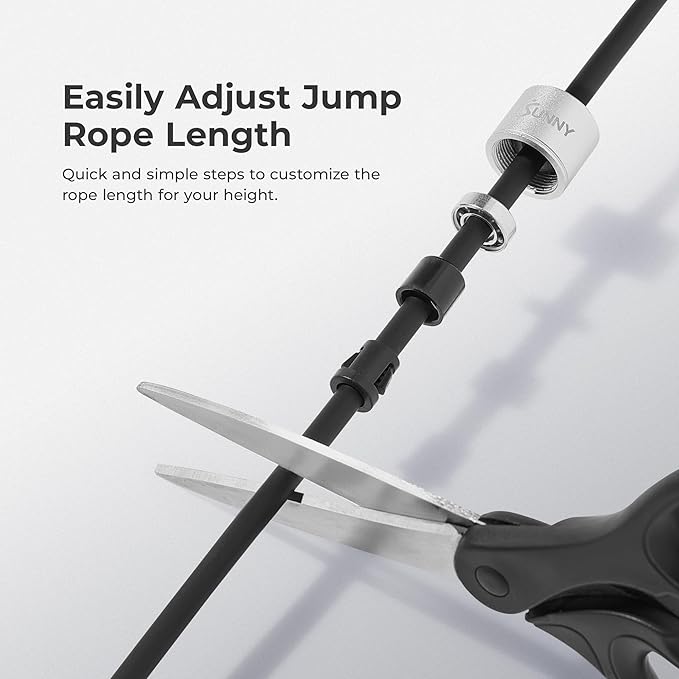 Sunny Health & Fitness Exercise Jump Rope for Fitness, Lightweight & Portable Skipping Rope with Durable Handles & Adjustable Exercise Rope with Optional Removable Weights