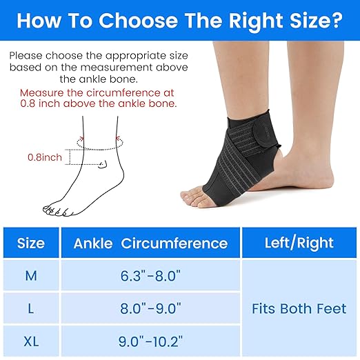 Velpeau Foot & Ankle Support Brace Compression Sleeve with Adjustable Strap, Elastic Wrap for Plantar Fasciitis, Achilles Tendonitis, Sprained, Sports Bandage Sock for Men & Women (Single, Black, L)