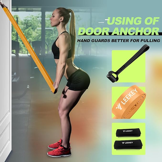 LEEKEY Resistance Bands for Working Out, Exercise Bands with Door Anchor,Pull Up Assistance Bands for Men and Women- Strength Bands for Fitness Training, Physical Therapy,Home Workouts