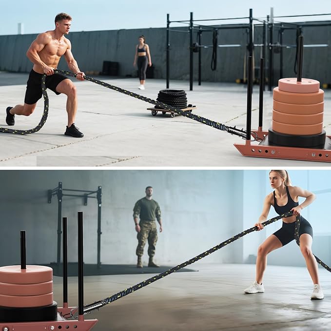 Weight Workout Sled Pulling Rope - 1.5 Inch x 15FT Heavy Duty Workout Sled Pull Rope for Tire Pulling, Football Training - Fitness Resistance Exercise Equipment for Men & Women