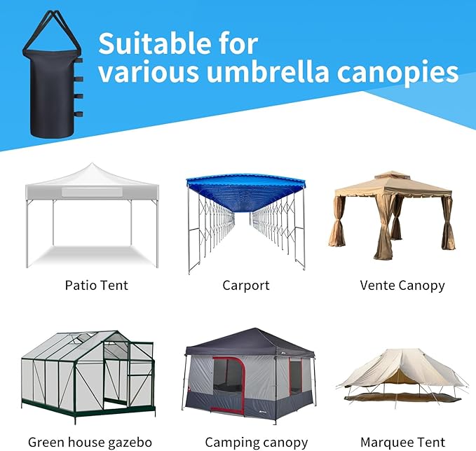 Canopy Tent Weights Sand Bags (200 lbs) Set of 4, Heavy Duty 1680D Canopy Weights Sandbags for Instant Outdoor Canopy, Pop Up Sun Shelter, Gazebos, Sunshade