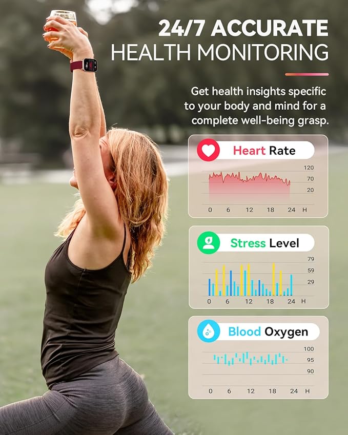 aeac Smart Watch for Women, Alexa Built-in, Stable Bluetooth Call, Fitness Tracker with Heart Rate/SpO2/Stress/Sleep Monitor, Smartwatches 120+ Sports, IP68 Waterproof Smartwatches for iOS Android