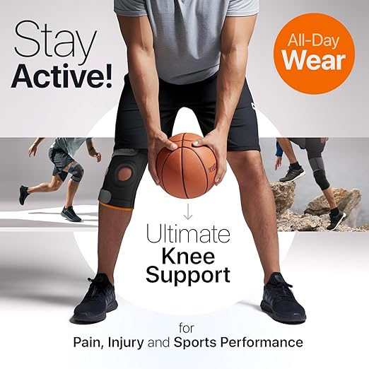 Knee Brace for Women and Men – Knee Compression Sleeve for Meniscus Tear, ACL, Arthritis Pain Relief, Patella Pad & Side Stabilizers – Please Check How To Size Video (Orange, Large)