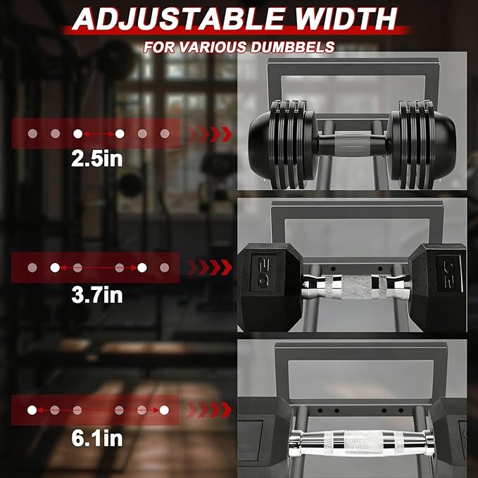 3-Tier Small Adjustable Dumbbell Rack, 450LBS Capacity Home Gym Weight Rack with Yoga Mat Holder & Hooks, Space Saving Workout Equipment Storage Organizer, Tool-free Assembly