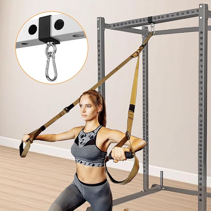 Ertuohg 2PCS Power Rack Attachments with Quick Connect Buckles, O-Ring Attachment for Power Rack Squat Racks, Heavy Duty Power Rack Shackle Band Attachment, Resistance Band Hooks Fits 1" Holes