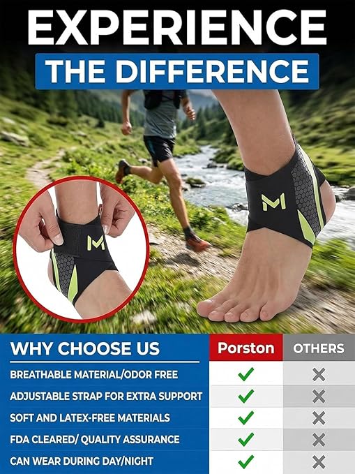Ankle Brace for Sprained Ankle Plantar Fasciitis & Sports Breathable Compression Support for Basketball Volleyball Running Adjustable Stabilizer for Men & Women Fits Left or Right Foot
