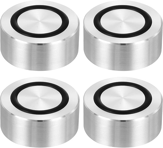 uxcell M8 Thread 35mm / 1.4" Dia 15mm Thick Aluminum Circle Disc Glass Top Adapter 4pcs Round Solid Table Feet Pad Plate Hardware with Anti-Slip Rubber Ring