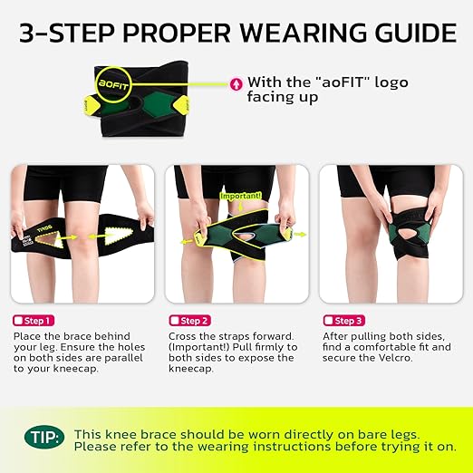 aoFIT Knee Brace for Men Women Knee Pain Meniscus Tear Arthritis Patella Dislocation Best Osteoarthritis Adjustable Compression with Memory Stabilizers for ACL MCL Breathable for Injury Recovery XL