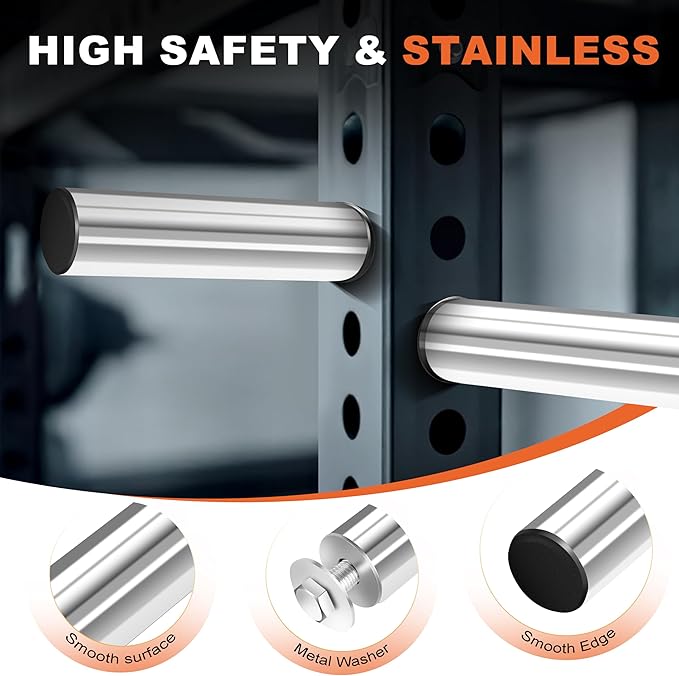 EVERYMATE Stainless Steel Weight Plate Holder - Power Rack & Squat Rack Attachments 2 Inch Olympic Plate Storage Rack for 2x2 3x3 2x3 Power Cage Accessories
