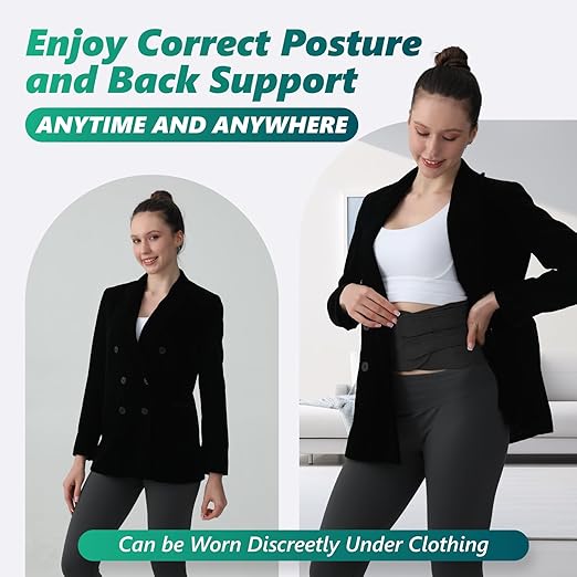 Posture Corrector for Women and Men, Adjustable Shoulder Straightener with Full Back Support, Relief for Lower & Upper Back Pain, Spine, Scoliosis Relief (Black, Small)