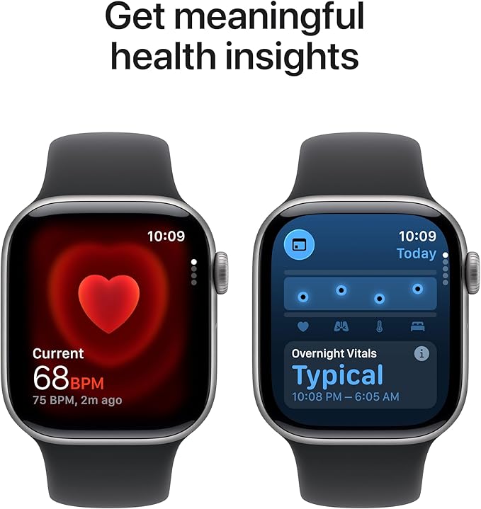 Apple Watch Series 11 [GPS 42mm] Smartwatch with Space Grey Aluminium Case with Black Sport Band - S/M. Sleep Score, Fitness Tracker, Health Monitoring with AppleCare+ (2 Years)