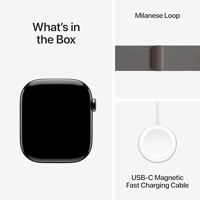 Apple Watch Series 11 [GPS + Cellular 46mm] Smartwatch with Slate Titanium Case with Slate Milanese Loop - M/L. Sleep Score, Fitness Tracker, Health Monitoring with AppleCare+ (2 Years)