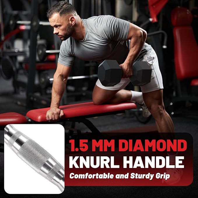 PAPABABE HEX Dumbbell Set 2.5-125lb, Rubber Encased Home Gym Dumbbells, Exercise & Fitness Weights Dumbbells for Women & Men, Hand Weight for Strength Training