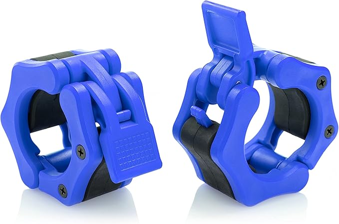 Olympic Barbell Clamps Collars Quick Release Pair Weight Clips for 2 inch Barbell BLUE