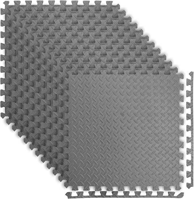 Art3d 48 Sq.Ft Eva Puzzle Exercise Mats, 1/2" Thick Foam Interlocking Tiles for Flooring, Workout, Gym Equipments, Pack of 12, Grey