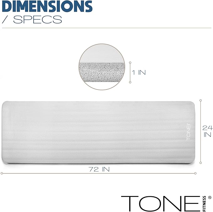 Tone Fitness 1-Inch Thick Yoga Mat | High-Density, Non-slip Exercise Mat with Carrying Strap for Yoga, Pilates, & Home Gym Workouts | Multiple Options
