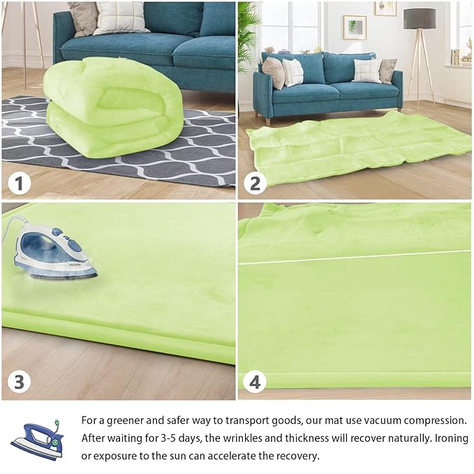 Baby Play Mat for Floor Nursery Muscle Mat Area Playroom Rug 39"x59" Memory Foam 1.3" Thick Crawling Mat for Babies,Toddlers, Infants,Kids (Light Green)