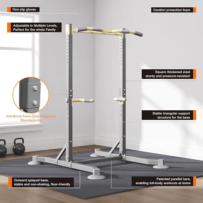 DONIUZ Multi-function Pull Up Station, Portable Workout Equipment with Pull Up Bar and Dip Station for Home Gym, Support 600lbs