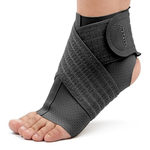 Velpeau Foot & Ankle Support Brace Compression Sleeve with Adjustable Strap, Elastic Wrap for Plantar Fasciitis, Achilles Tendonitis, Sprained, Sports Bandage Sock for Men & Women (Single, Black, L)