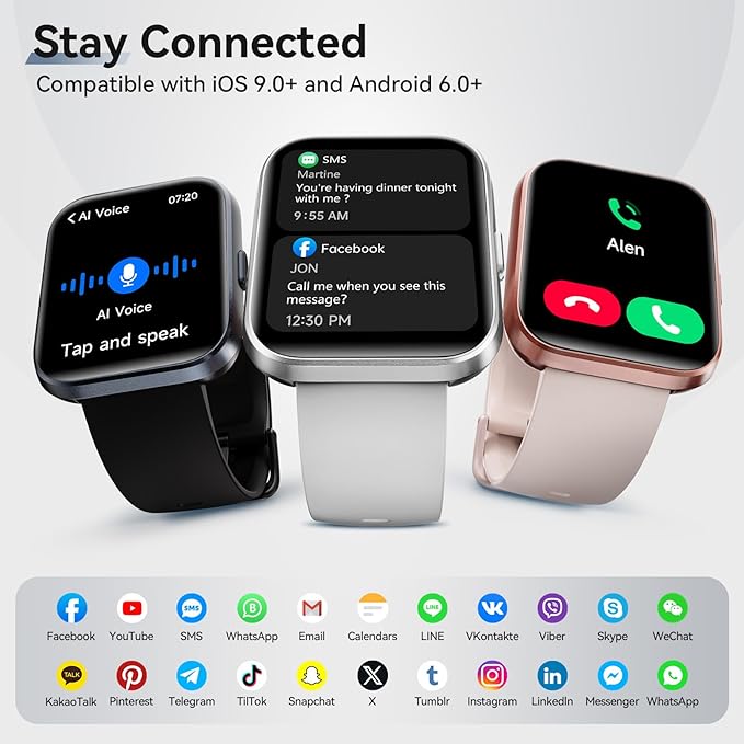 Hingso Smart Watch for Android Phones/iPhones, 1.85" HD Smart Watches for Women Men with Heart Rate/SpO2/Sleep Monitor, 3ATM Waterproof Fitness Tracker Watch with 120 Sport Modes, Health Tracker