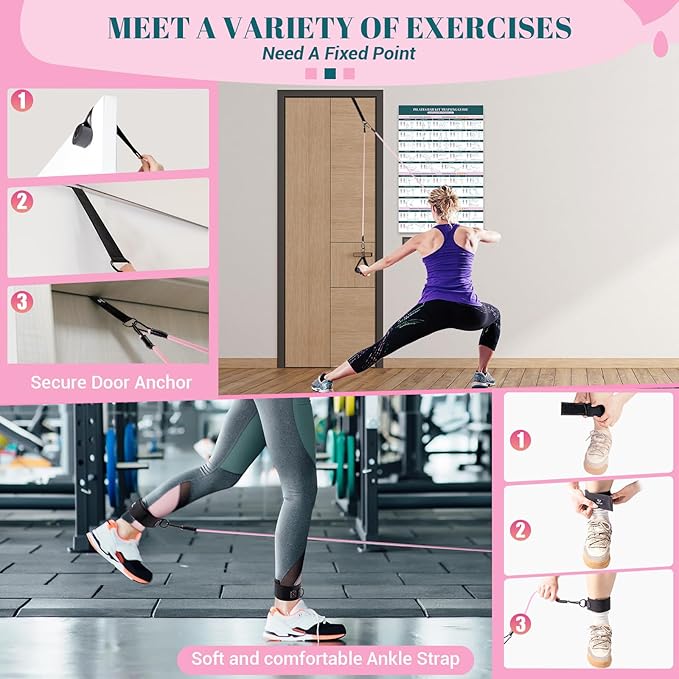 COFOF Pilates Bar Kit with Resistance Bands, Multifunctional Yoga Pilates Bar with Heavy-Duty Metal Adjustment Buckle, Portable Home Gym Pilates Resistance Bar Kit for Women Full Body Workouts