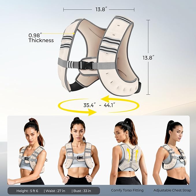 PACEARTH Weighted Vest,6lb/8lb/10lb/12lb/16lb/20lb/25lb/30lb Weight Vest with Reflective Stripe, Body Weight Vests for Women, Men, Weight Loss Workout, Strength Training, Running, Walking, Jogging