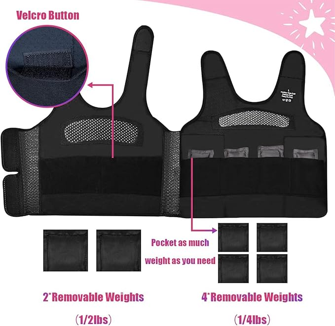 Compression Vest for Kids-Weighted, Weighted Vest for Kids Including 6 Removable Weights, (X-Small, Ages 1 to 3)