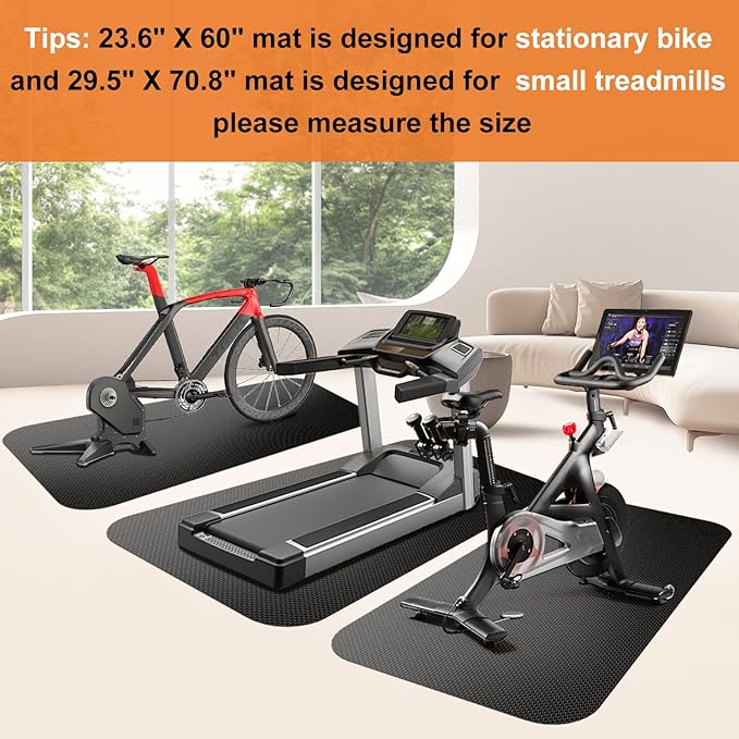 Treadmill Mat,Bike Mat,Stationary Bike Mat,Foldable Treadmill Mat for Hardwood Floors and Carpet.for Exercise Bike,Exercise Equipment Indoor Cycles,Rowing Elliptical (32" X 74.8")