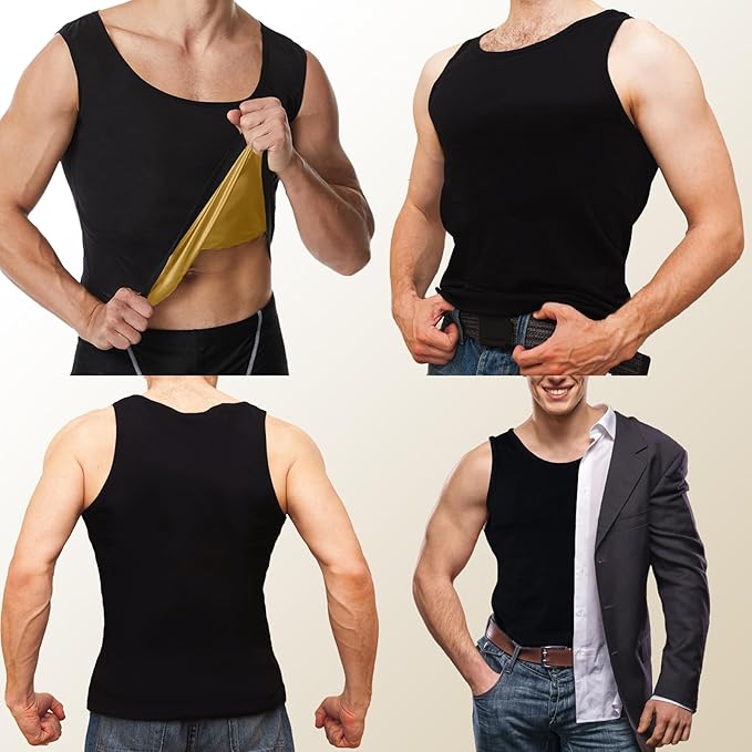 Sauna Vest for Men Waist Trainer, Sleeveless Mens Sweat Sauna Suit Shirt Compression Tank Top