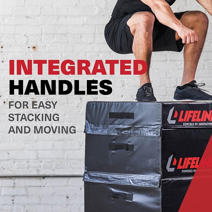 Lifeline Fitness Foam Plyo Box - Durable Plyometric Jump Box with Vinyl Cover and Handles for Cross Training, HIIT, Exercise Equipment - Multiple Heights Available