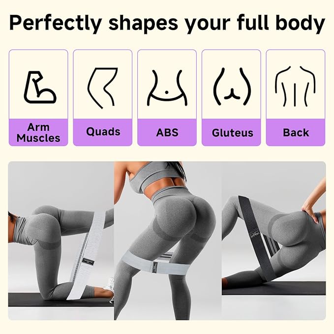 Resistance Bands, Fabric Workout Bands for Women & Men, Cloth Booty Resistance Loop Bands, Thick Squat Bands for Home Fitness, Gym, Yoga, Pilates for Butt Legs Thigh Hip Glute