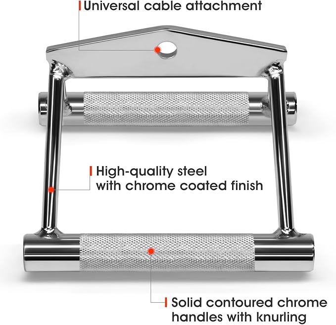 Yes4All Exercise Machine Adjustable T Bar Row Attachment, D Row Handle/Landmine Handle Attachment with Textured Rubber Handles