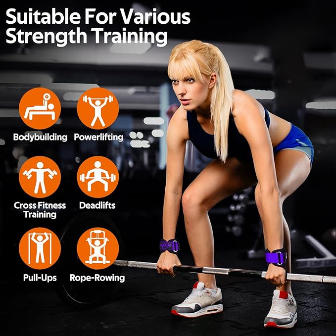 Weight Lifting Wrist Strap，Double Layer Leather Wrist Wraps with Neoprene Padding for Weightlifting & Deadlifts – Adjustable Gym Straps for Men & Women