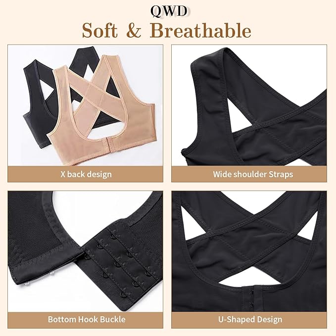 QWD Sleeveless Chest Brace Push up for Woemn Posture Corrector Back Shaper Vest Shapewear Tops