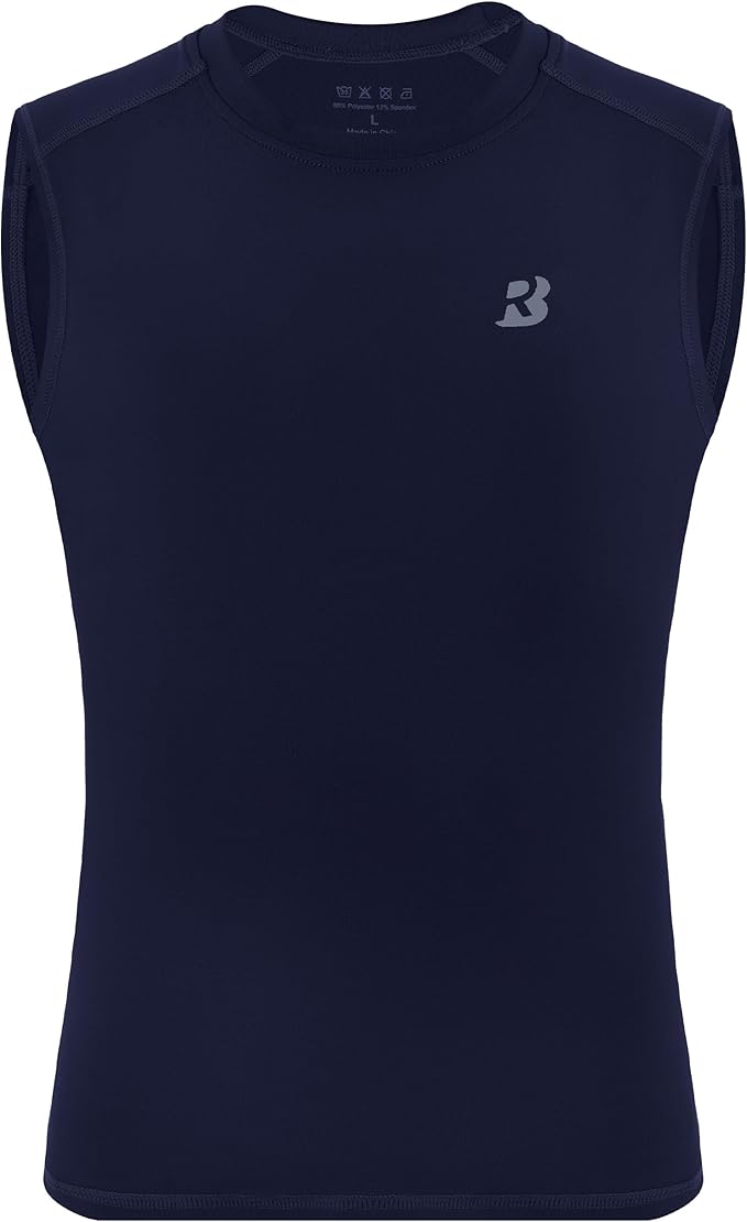 Roadbox Boys Youth Sleeveless Compression Shirt, Quick Dry Kids Football Undershirt, Athletic Soft Tank Tops Sport Basketball