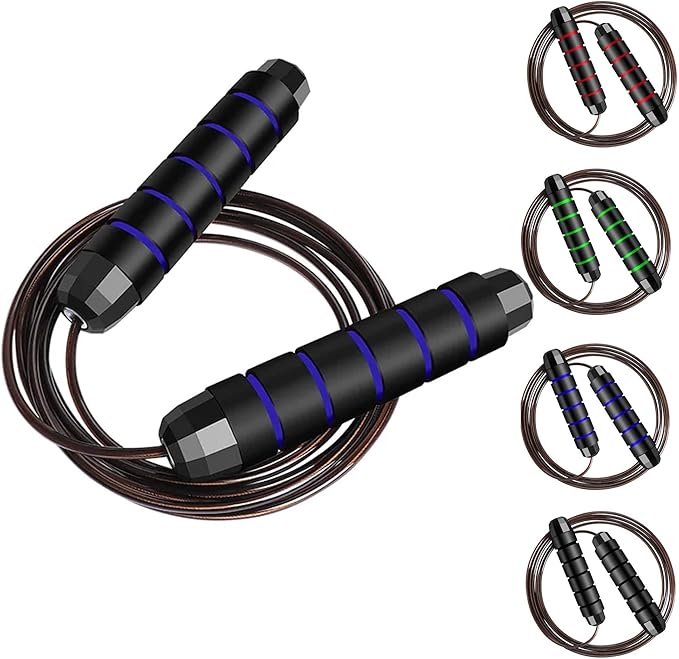 MRX BOXING & FITNESS Speed Jump Rope for Men, Women & Kids Tangle-Free Adjustable Steel Cable with Smooth Ball Bearings, and Comfortable Foam Handles for Full-Body Workouts