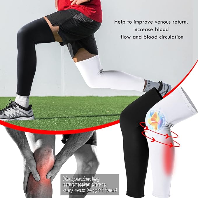 Skylety Leg Sleeves Compression Long Knee Sleeve UV Protect for Men Women Sport Basketball Football