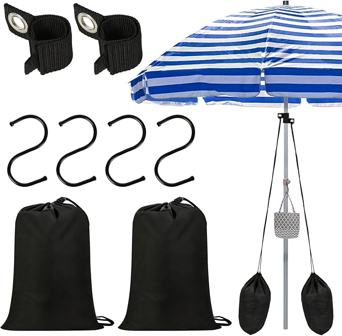 2 Pack Large Summer Beach Umbrella Sand Bags Portable Waterproof Canopy Weight Sandbag for Umbrella Legs Heavy Duty Sandbag Kits for Umbrella Base Instant Tent and Umbrella Weights
