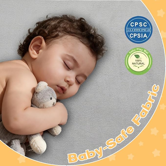 RONGFA Baby Play Mat for Floor,1.3" Thick Elasti-Foam Playpen Mat for Tummy Time, Easy Care with Non-Slip Cushioned for Infant,Kids and Toddler Crawling