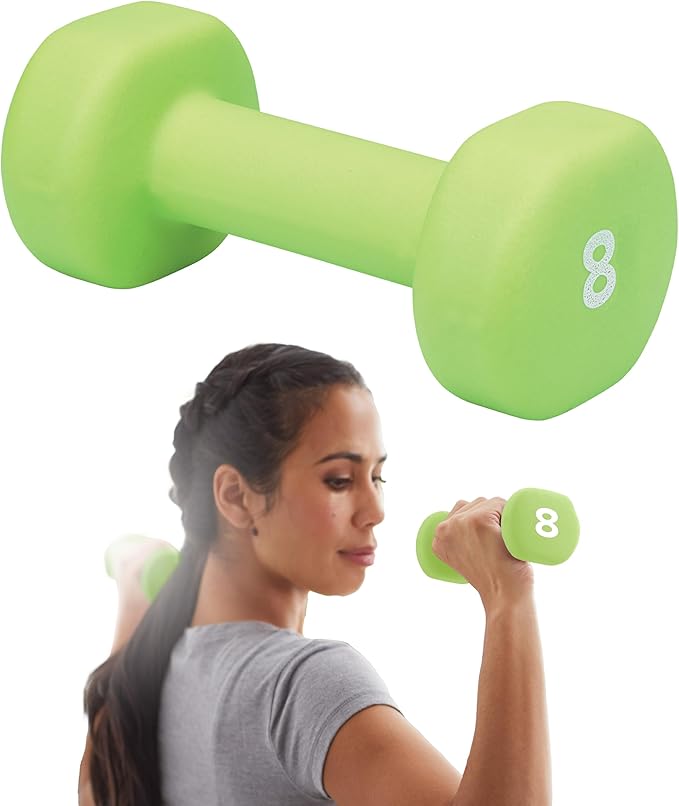 Gaiam Dumbbell Hand Weight (Sold in Singles) - Neoprene Coated Exercise & Fitness Dumbbell for Home Gym Workouts and Strength Training - Free Weights for Women and Men (5lb, Orange)