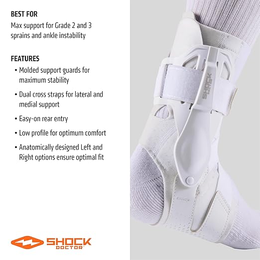 Shock Doctor L3 ZR Ankle Brace Right White M