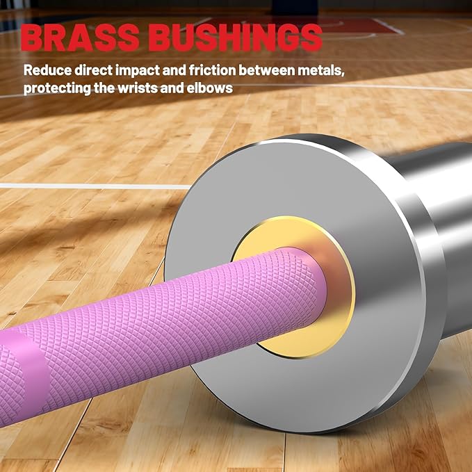 PAPABABE 5LB Mini Barbell Bar 4ft Technique Training Barbell For Beginner Women kid 2-inch Plate Barbell for Home Gym Fitness