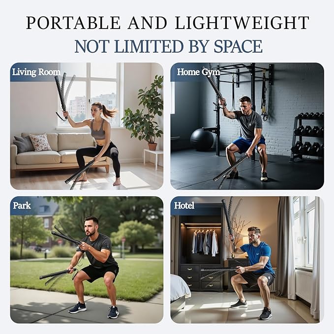 Ropeless Battle Ropes for Exercise Workout Rope, Portable Workout for Home Gym, Exercise Battle Ropes for HIIT Workouts, Low-Impact Cardio Training (2 Ropes)