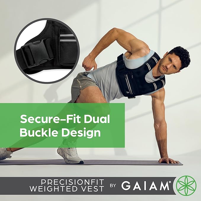 Gaiam PrecisionFit Weighted Vest for Women and Men, Adjustable Weighted Workout Vest for Walking, Running, Strength Training
