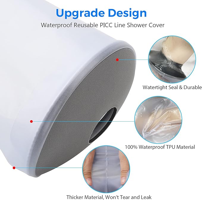 PICC Line Shower Cover, PICC Line Covers for Upper Arm, Reusable IV&PICC Line Sleeve, Waterproof Cast Covers for Shower Arm Sleeve Protector for Chemotherapy Broken Elbow Bandage Dressing Wound