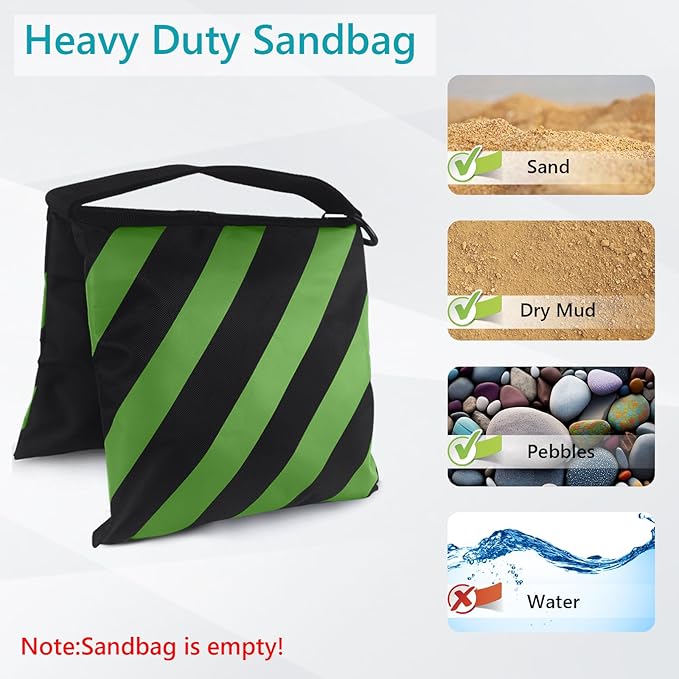 ABCCANOPY Photography Sandbag for Video Stand, Heavy Duty Weight Bags for Light Tripod, Camping Chair, 4 Packs (Kelly Green) No Sand