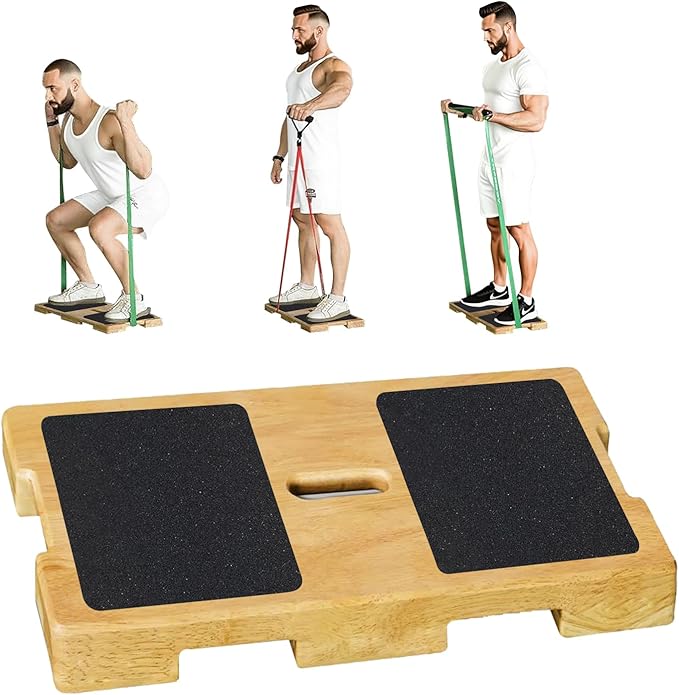 Wood Resistance Band Platform Base, Fitness Exercise Board Footplate for Home Gym Workout
